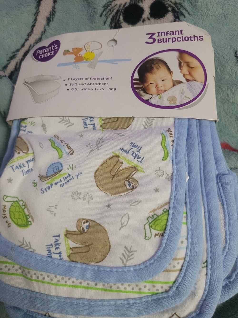 Blue Infant Burp Cloths - 3 Pack